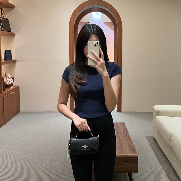 Tas COACH JOSIE GHW FLAP BLACK MINI TOP HANDLE BAG WITH LS 100% ORIGINAL