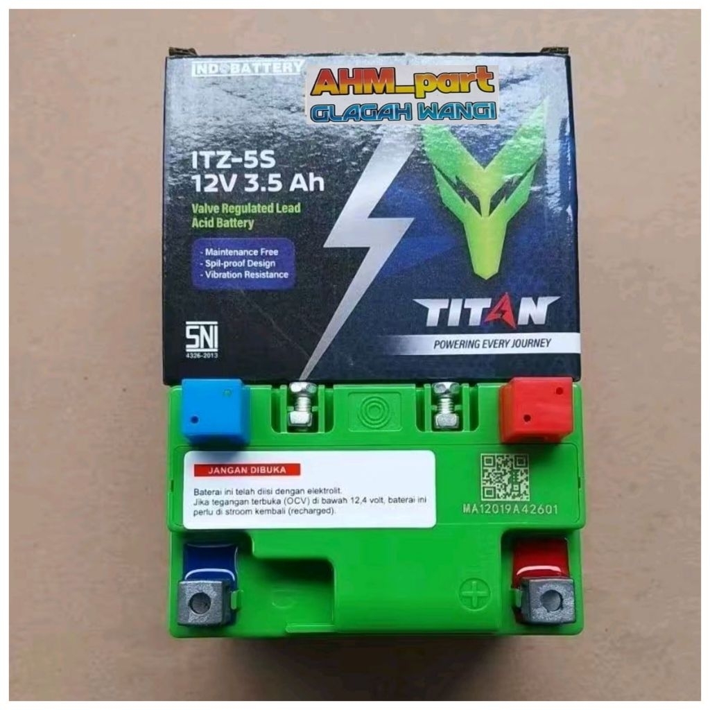 Aki motor GTZ5S 12V3.5AH supra 125 beat vario mio j vixion blade revo absolute merek TITAN ori INDOP
