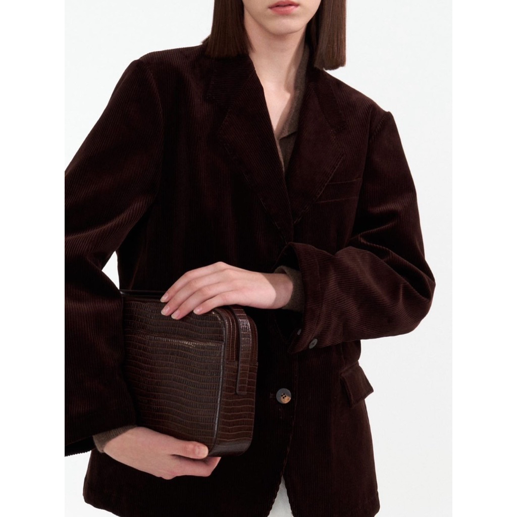 nothing written Lizard leather post bag dark brown