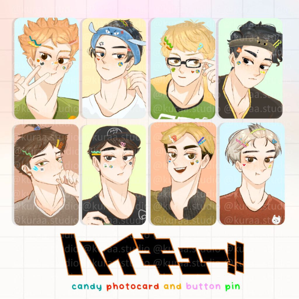 @KURAA.STUDIO - HAIKYUU - Photocard and button pin hinata shoyo kageyama tobio tsukishima kei sakusa