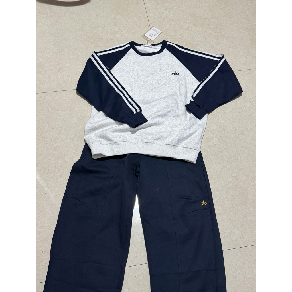 Setelan Training Wanita Biru Putih ALO Style | Sportwear Cewek Atas Bawah | Baju Olahraga Wanita