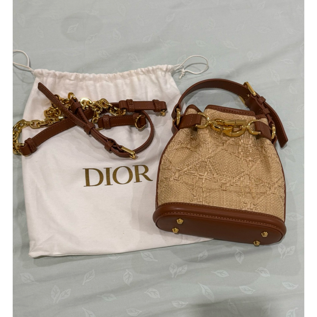 C’est Raffia Bucket Beach Bag Small