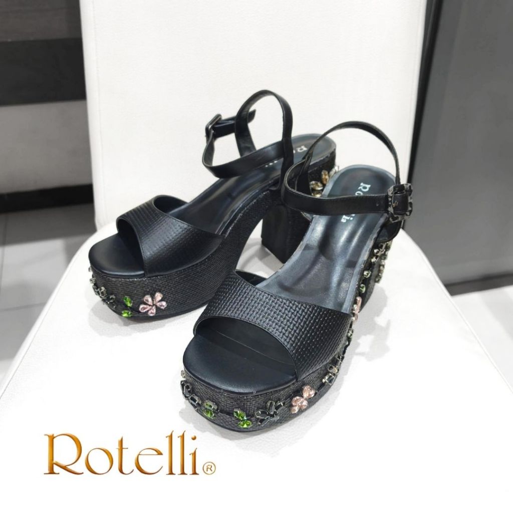 ROTELLI WEDGES BLACK Sepatu Wanita