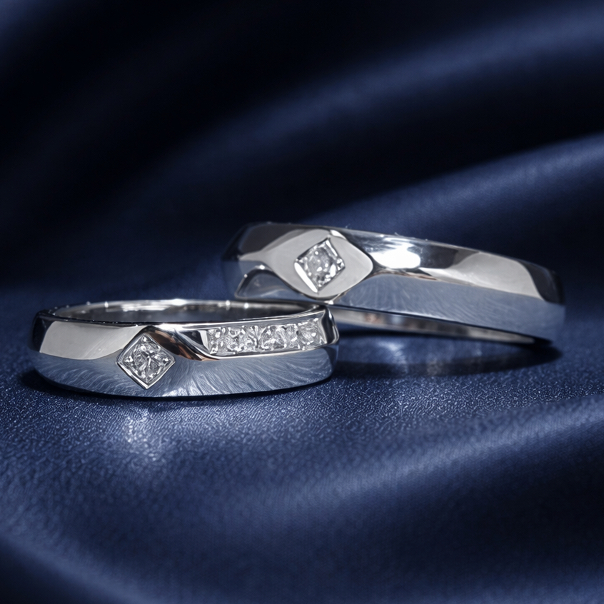 Cincin Tunangan Couple Nikah SAN950 C178 | Platinum Original | Pilihan Emas, Palladium & Perak