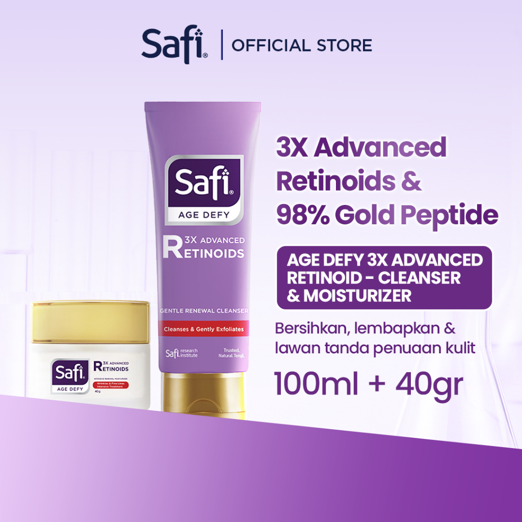 [Paket Cleanser + Pelembap] Safi Age Defy 3X Advanced Retinoid - Gentle Renewal Cleanser 100gr + Int