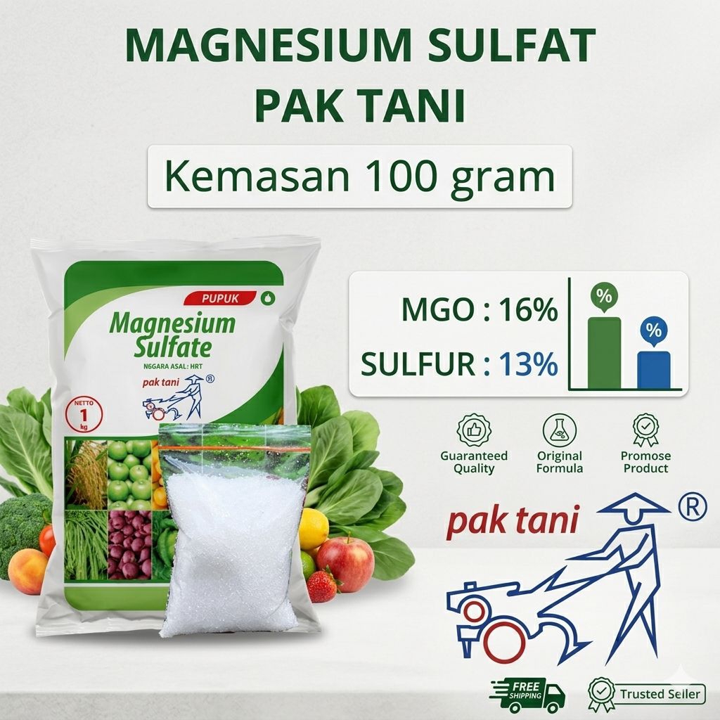 PUPUK MAGNESIUM SULFATE PAK TANI KEMASAN 100 GRAM | 200 gram | MGSO4 UNTUK TANAMAN BUAH DAN SAYUR