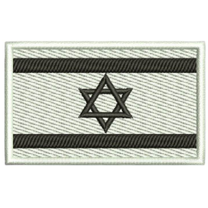 EMBLEM PATCH BENDERA ISRAEL BORDIR HITAM PUTIH - PBP