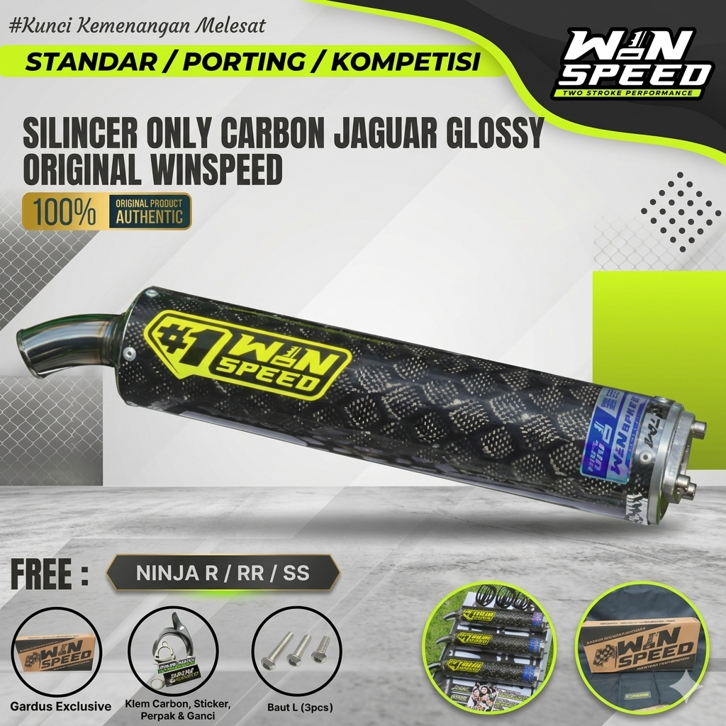 Silincer Silencer Slencer Only Knalpot Ninja R, RR, SS, RX KING Carbon Jaguar Glossy ORI WIN SPEED