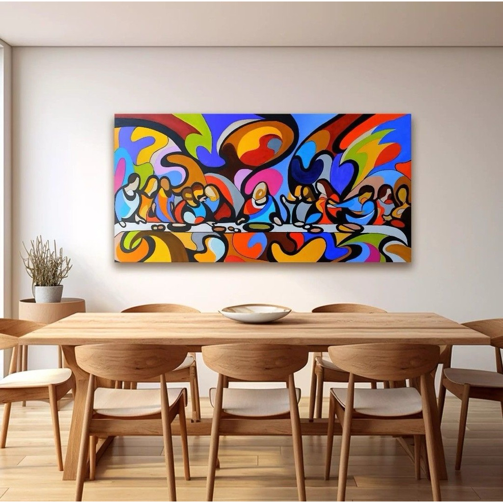 MASTER CANVAS - Poster Kanvas Perjamuan Terakhir The Last Supper Abstrak Modern Hiasan Dinding Ruang