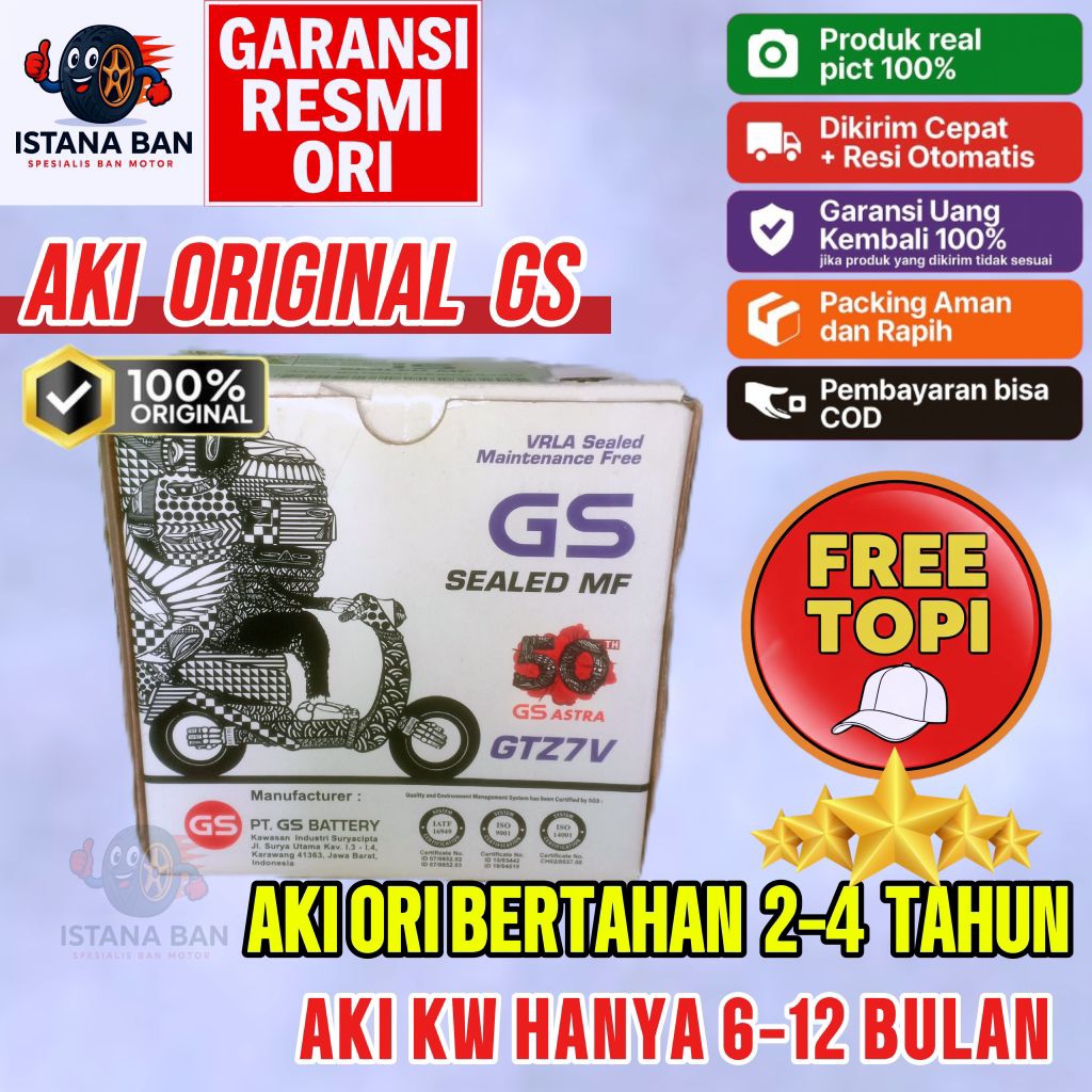 Aki Motor GS ORI ORIGINAL 100% GTZ7V Nmax Aerox