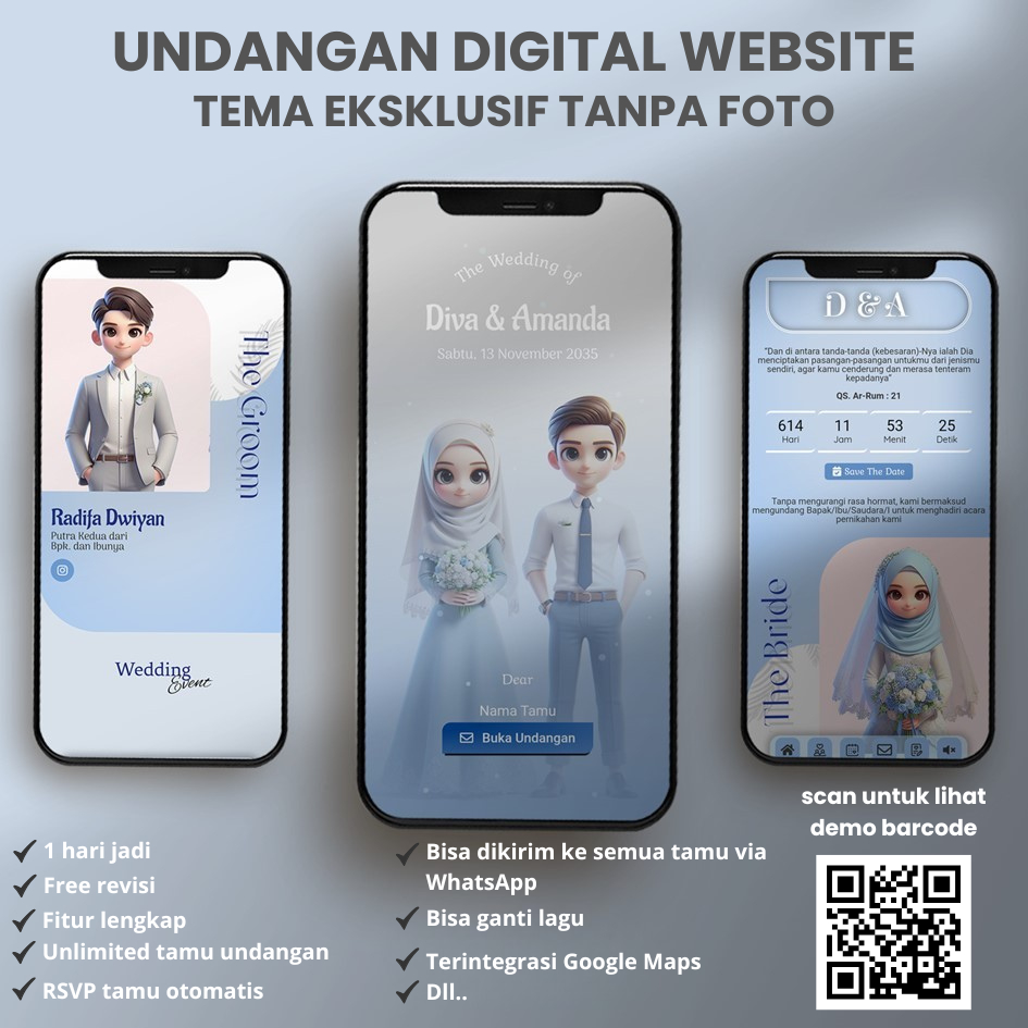 Tema Eksklusif - Undangan Online Digital Website Pernikahan Tanpa Foto | Undangan Online Digital Web