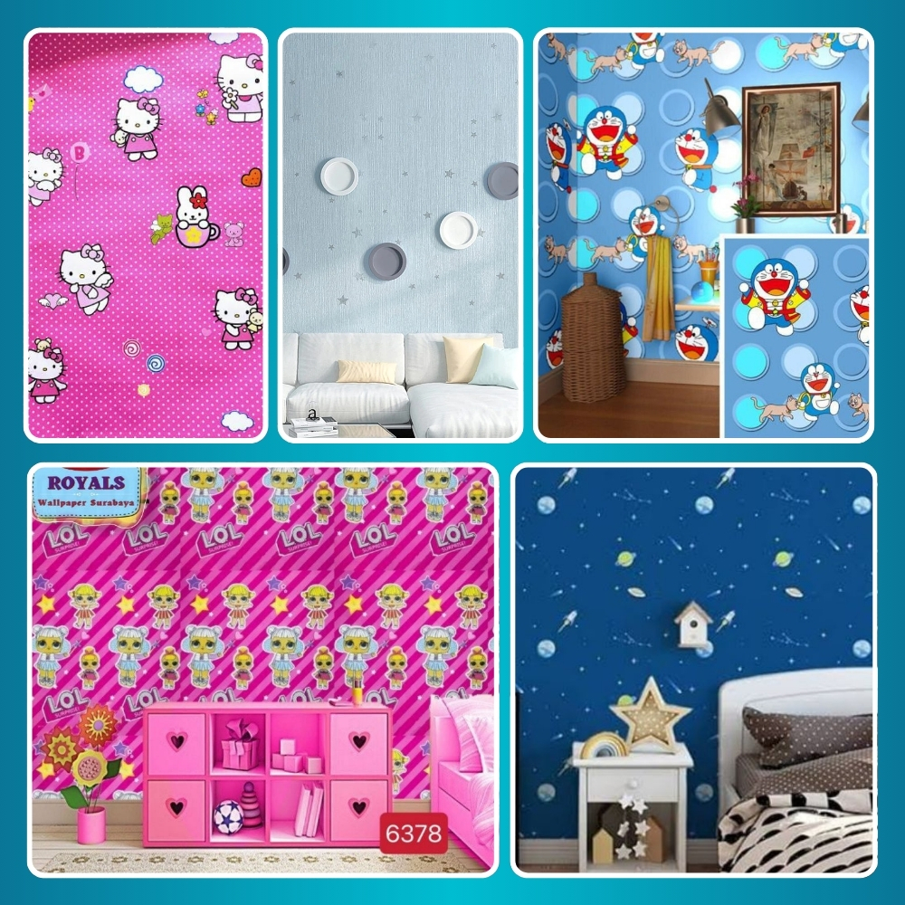 Wallpaper Karakter Anak Laki Laki Perempuan Wallpaper Kamar Anak Motif Kartun Lucu Ukuran 10 Meter