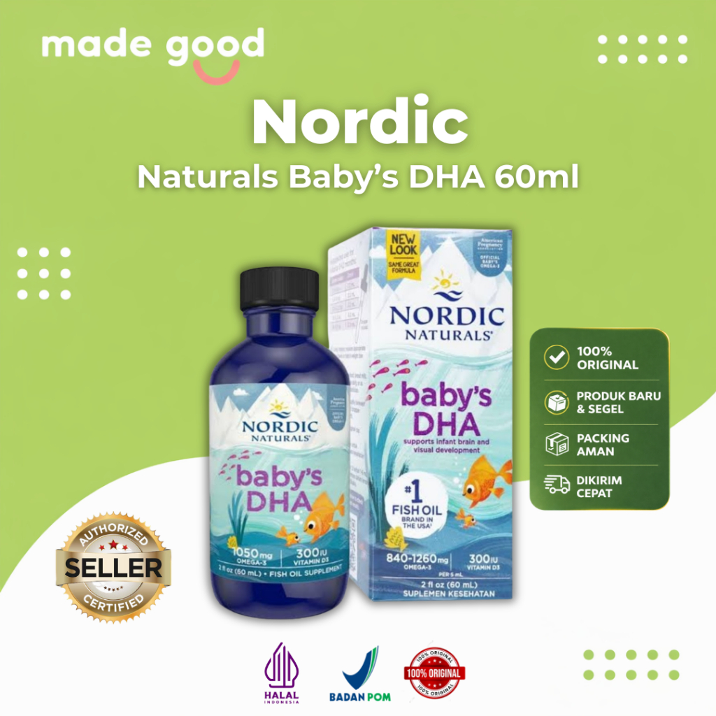 Nordic Naturals Baby’s DHA 60ml – Omega 3 DHA Bayi Minyak Ikan Nutrisi Otak Bayi