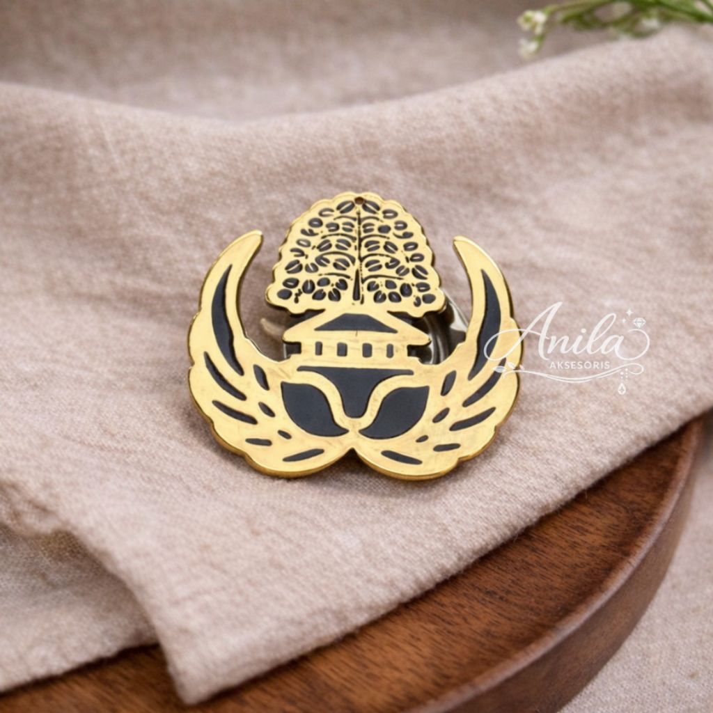 Bros Nama Custom Lapis Emas | Pin Nama Kuningan Grafir | Bros Nama Seragam Guru Kantor | Korpri Chip