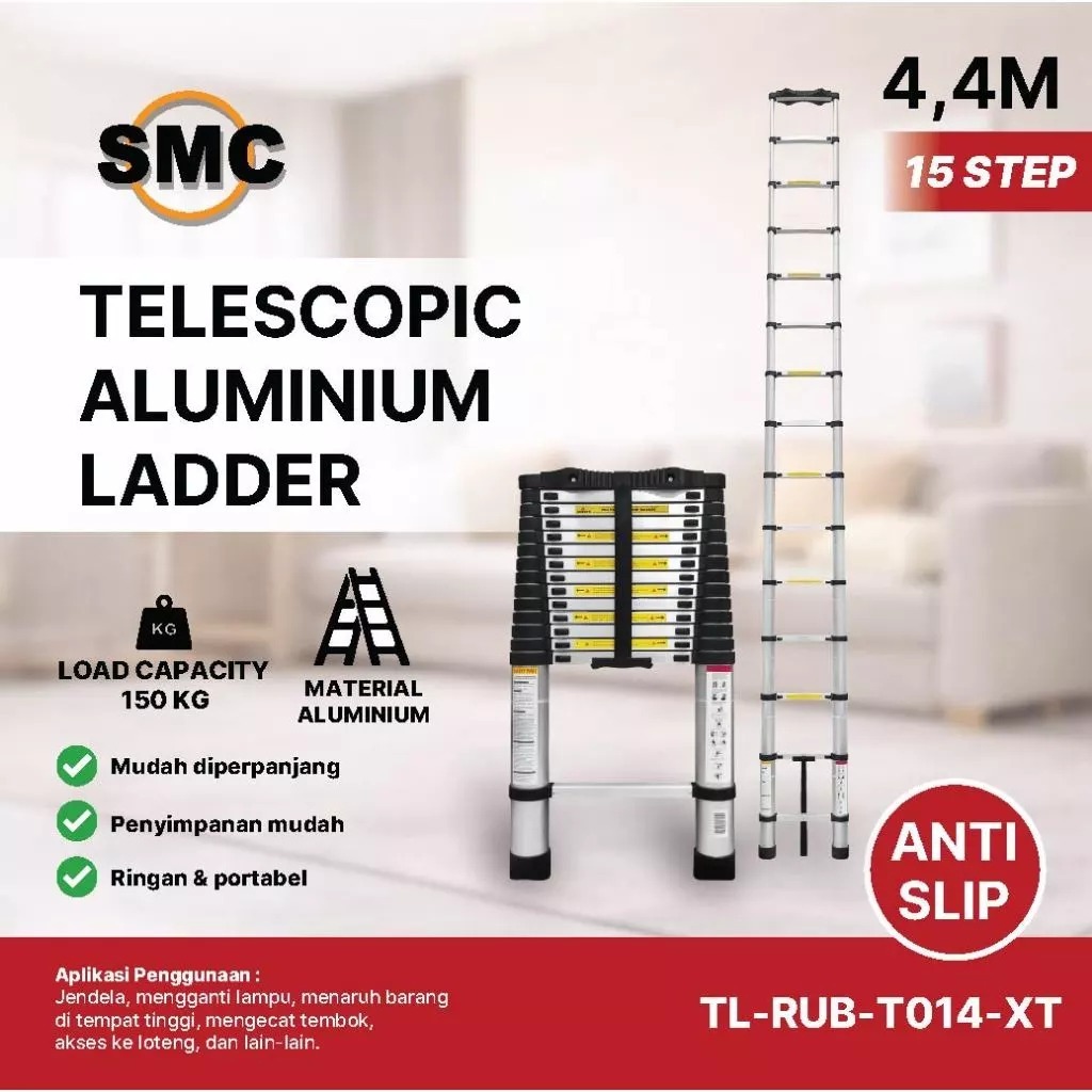SMC Tangga Lipat Aluminium Teleskopik 4.4 Meter Tangga Portable