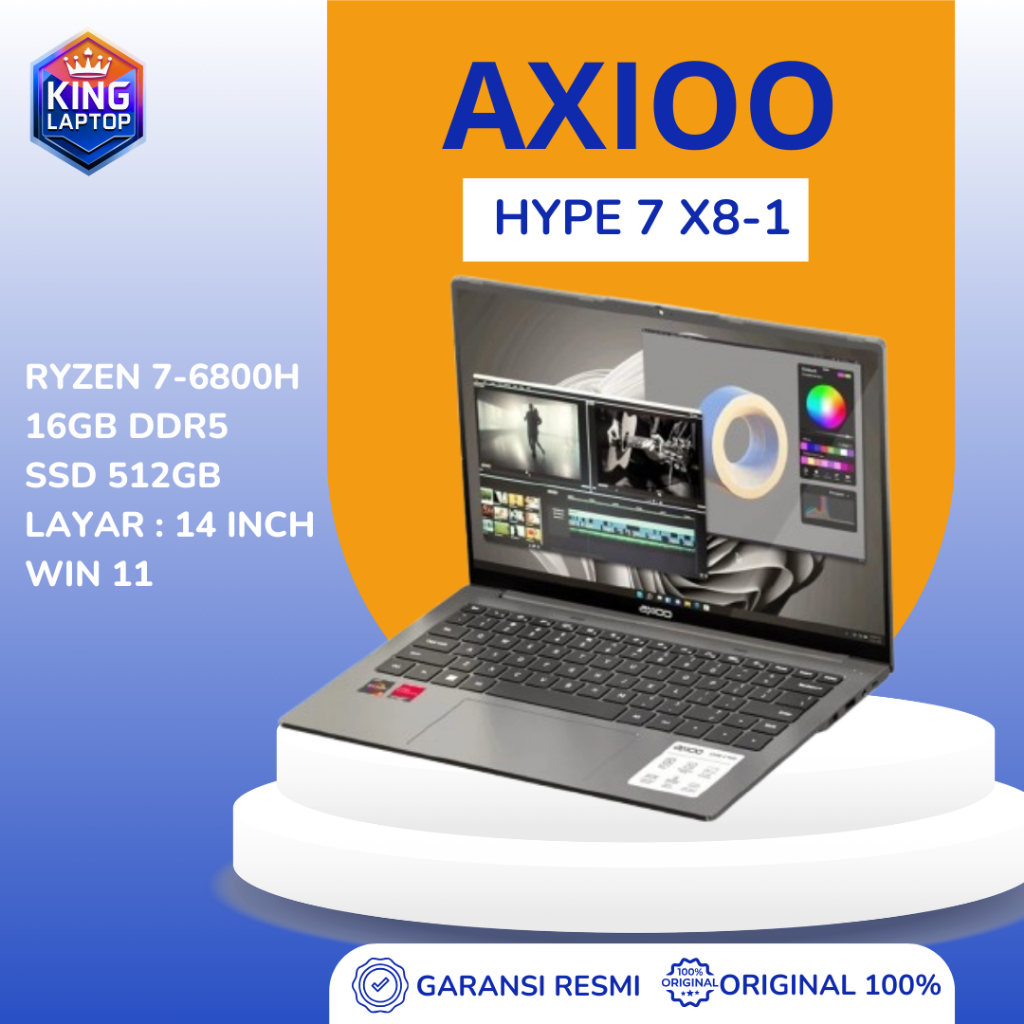 Axioo MyBook Hype 7 X8 AMD Ryzen 7 6800H 16GB SSD 512GB 14 FHD W11