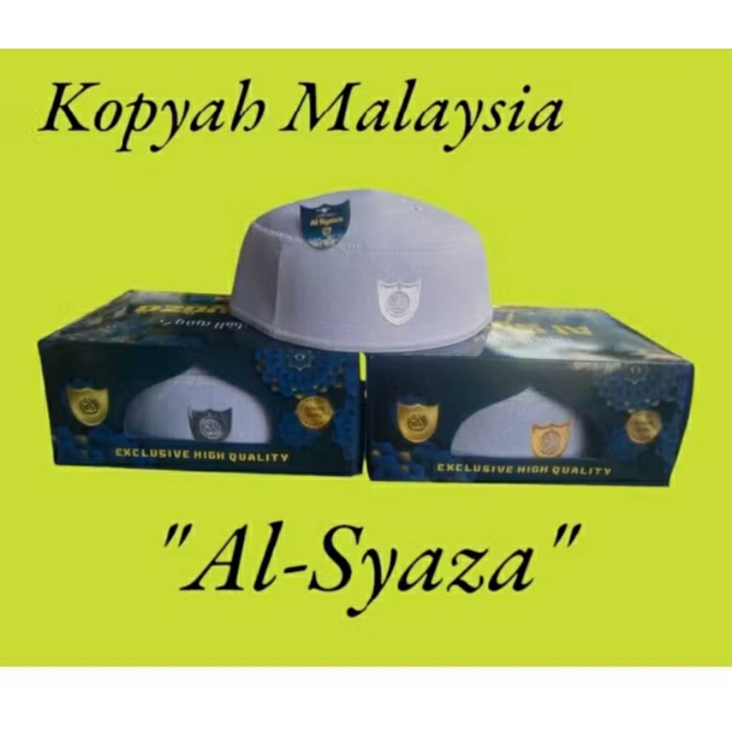 Peci Malaysia Al syaza Original - Kopiah Putih  Premium - Perlengkapan Shalat Pria