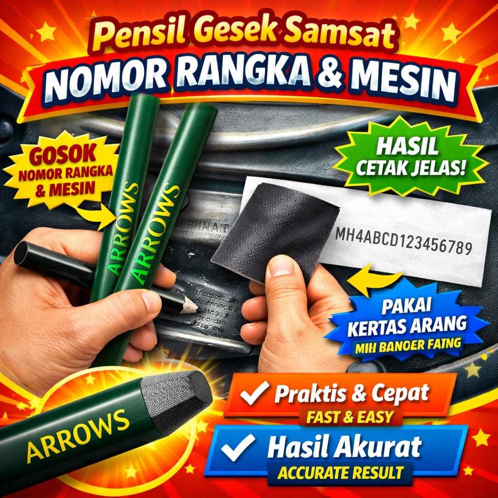 Pensil Gesek Nomor Rangka Mesin Samsat Mobil Motor Alat Cek Fisik Kendaraan Biro Jasa Leasing Pinsil