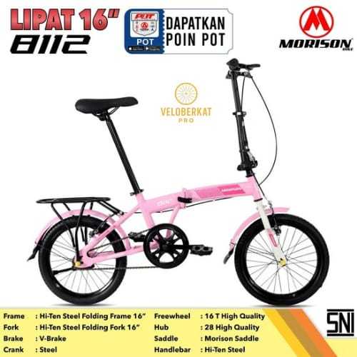 SEPEDA ANAK DEWASA LIPAT 16 20 INCH MORISON 8117 REM CAKRAM 7 SPEED