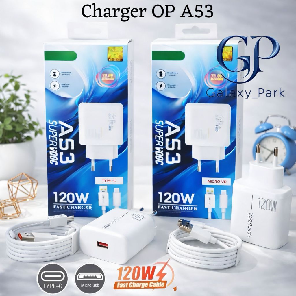 Charger Oppo A53 5G 120W Super Vooc + Kabel Data Micro / Type C Kompatible Semua Hp Smartphone Andro