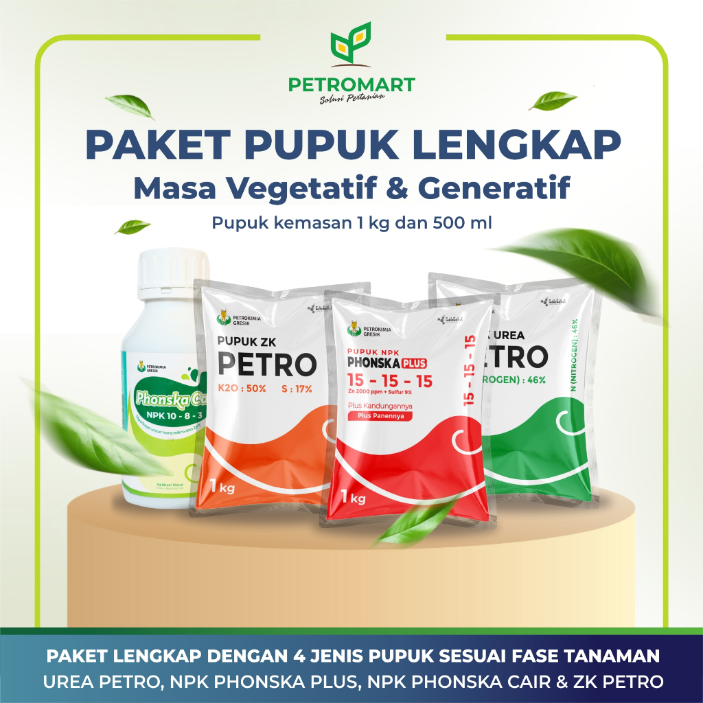Paket Pupuk Lengkap | Petrokimia Gresik | NPK Phonska Plus, Urea Petro, ZK Petro, NPK Phonska Cair |