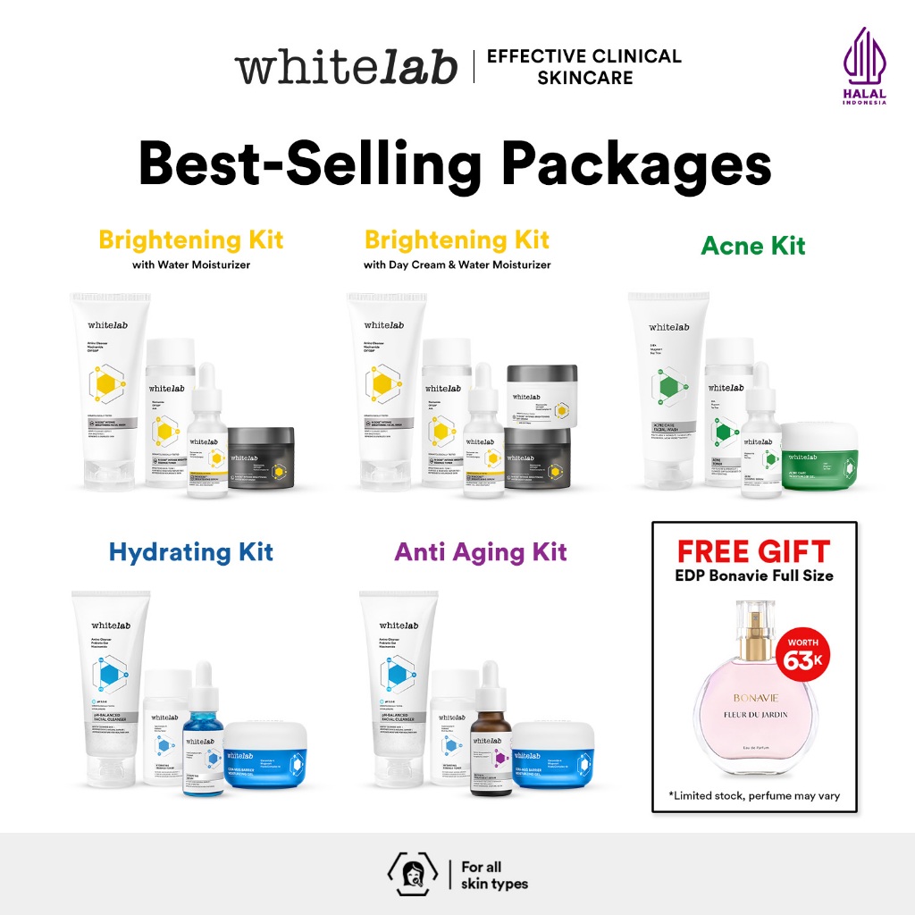 Whitelab Best-Selling Packages - Paket Wajah Brightening, Acne, Hydrating, Anti Aging