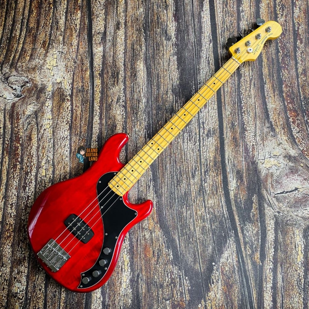 Squier Deluxe Dimension Bass IV Active in Crimson Red Transparent