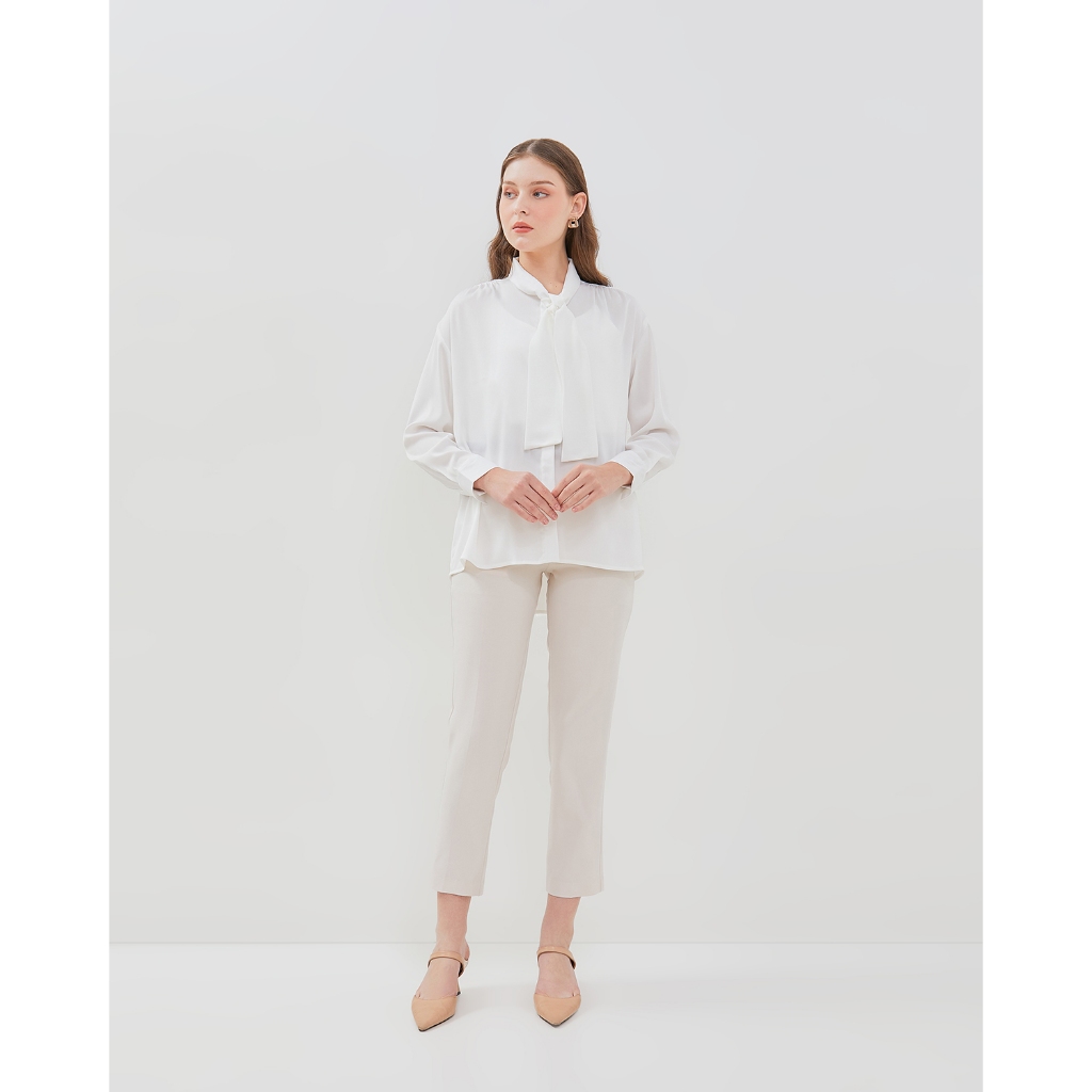 VALINO Kemeja Bowtie Putih Wanita - D-EBLA25-A5