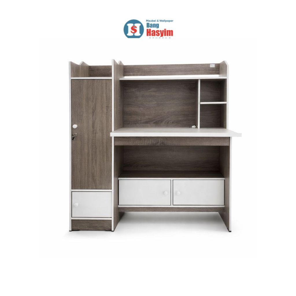 BANG HASYIM Meja Belajar Minimalis, Meja Belajar Rak Buku, Meja Komputer Modern, Meja Belajar Anak, 