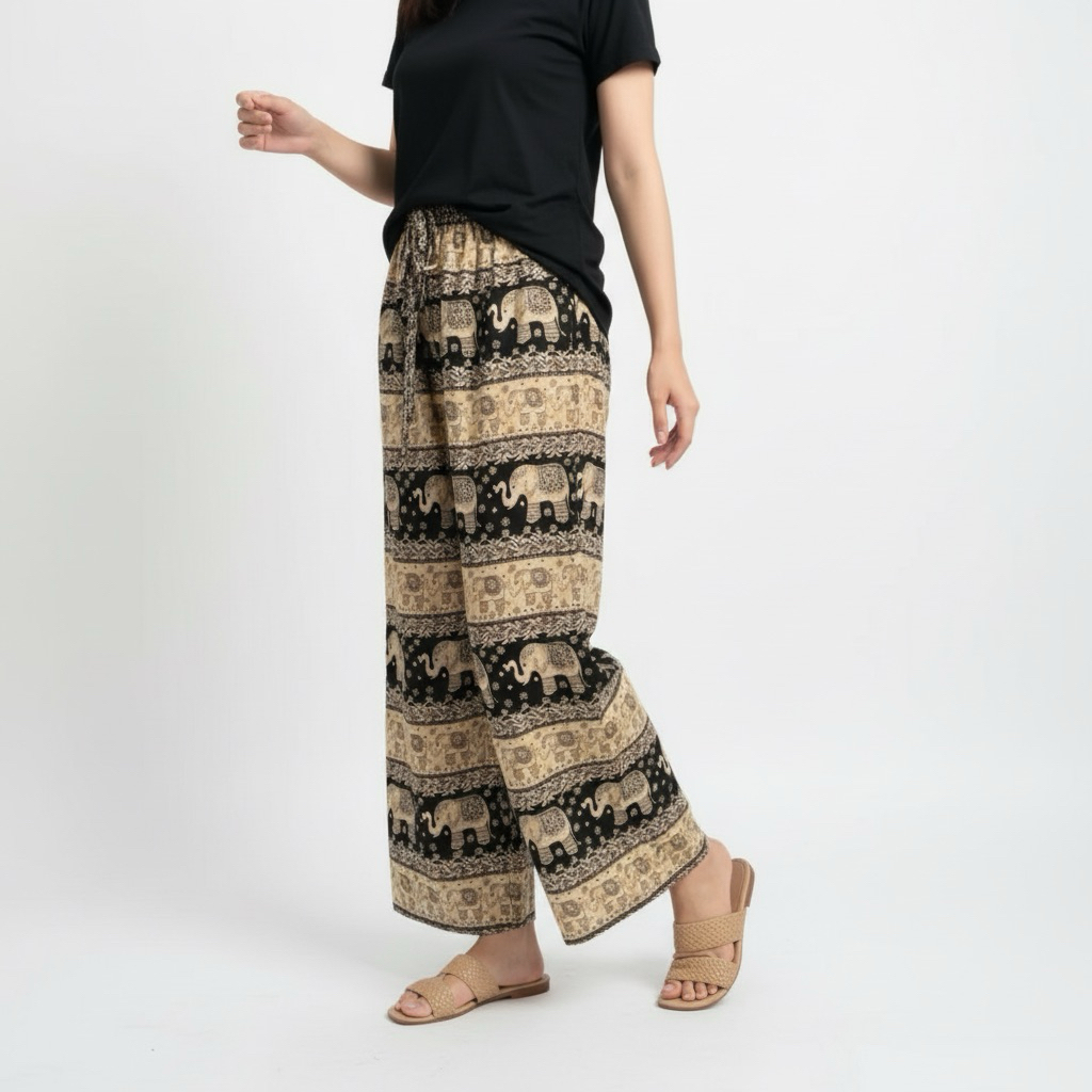 Celana Kulot Wanita Jumbo Rayon Motif Gajah (MIU MIU)