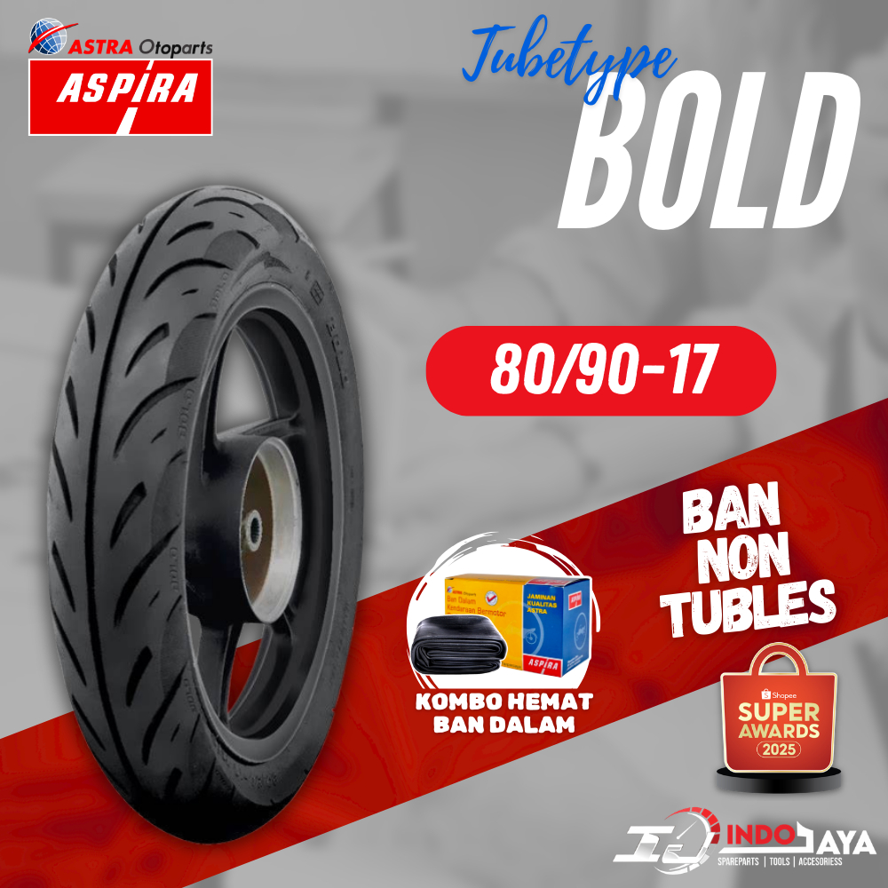 [BAYAR DI TEMPAT] BAN ASPIRA TUBETYPE BOLD RING 17 / BAN LUAR ASPIRA RING 17 (80/90-17 - 80-90-17) B