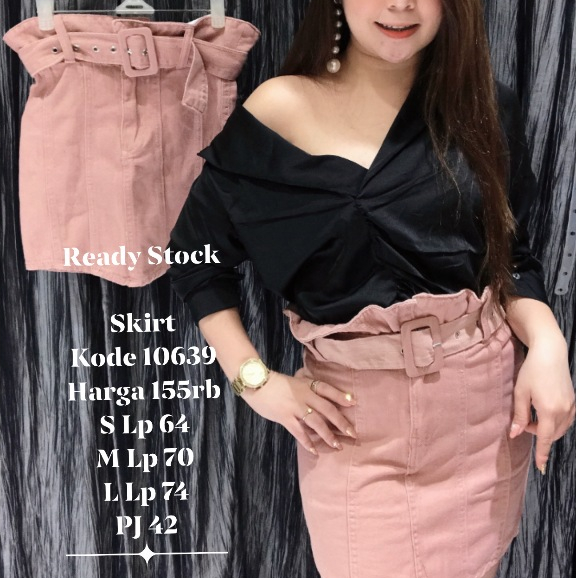 ROK WANITA PINK | SKIRT PINK | MINI SKIRT | SKIRT BELT | KELTIS JEANS | READY STOCK IMPORT BKK 10639