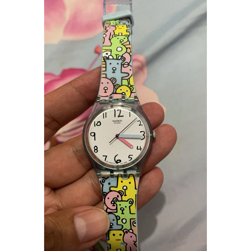 Jam Tangan Swatch Swiss Original – Motif Bear Lucu (Unisex / Anak / Wanita)