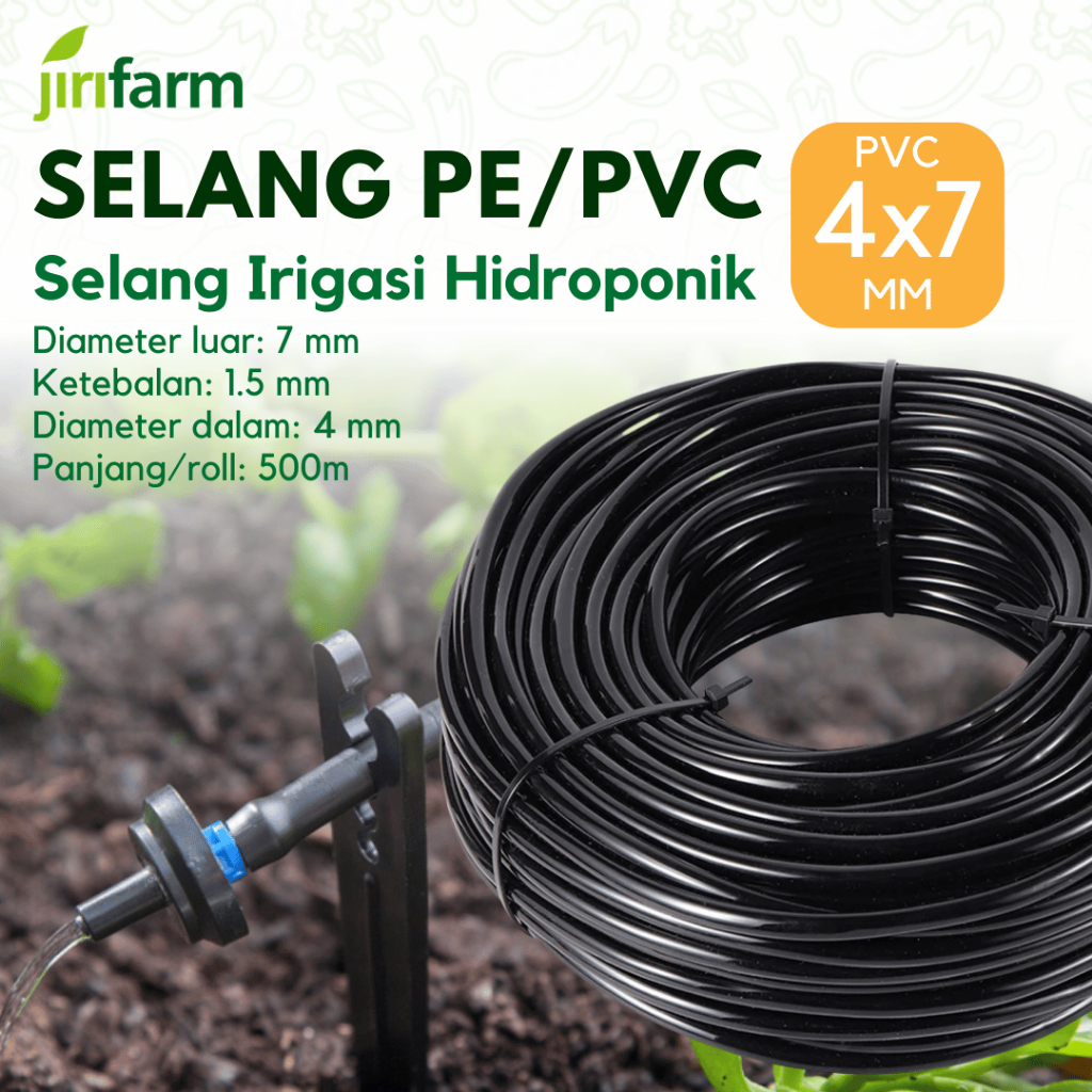 JIRIFARM - Hidroponik Selang PVC 7x4mm untuk Selang Drip Hidroponik PVC Tube 7mm per Roll 50 meter