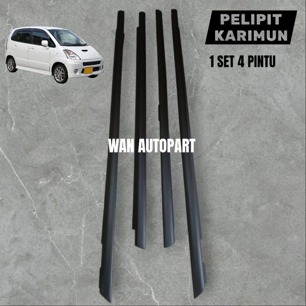 WEATHER STRIP KARET KACA PINTU PELIPIT LUAR MOBIL KARIMUN ESTILO HITAM