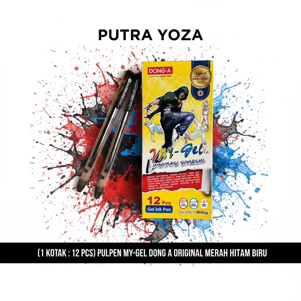 (1 KOTAK :12PCS) PENA / PULPEN MY GEL DONG-A 0,5mm ORIGINAL WARNA HITAM/MERAH/BIRU