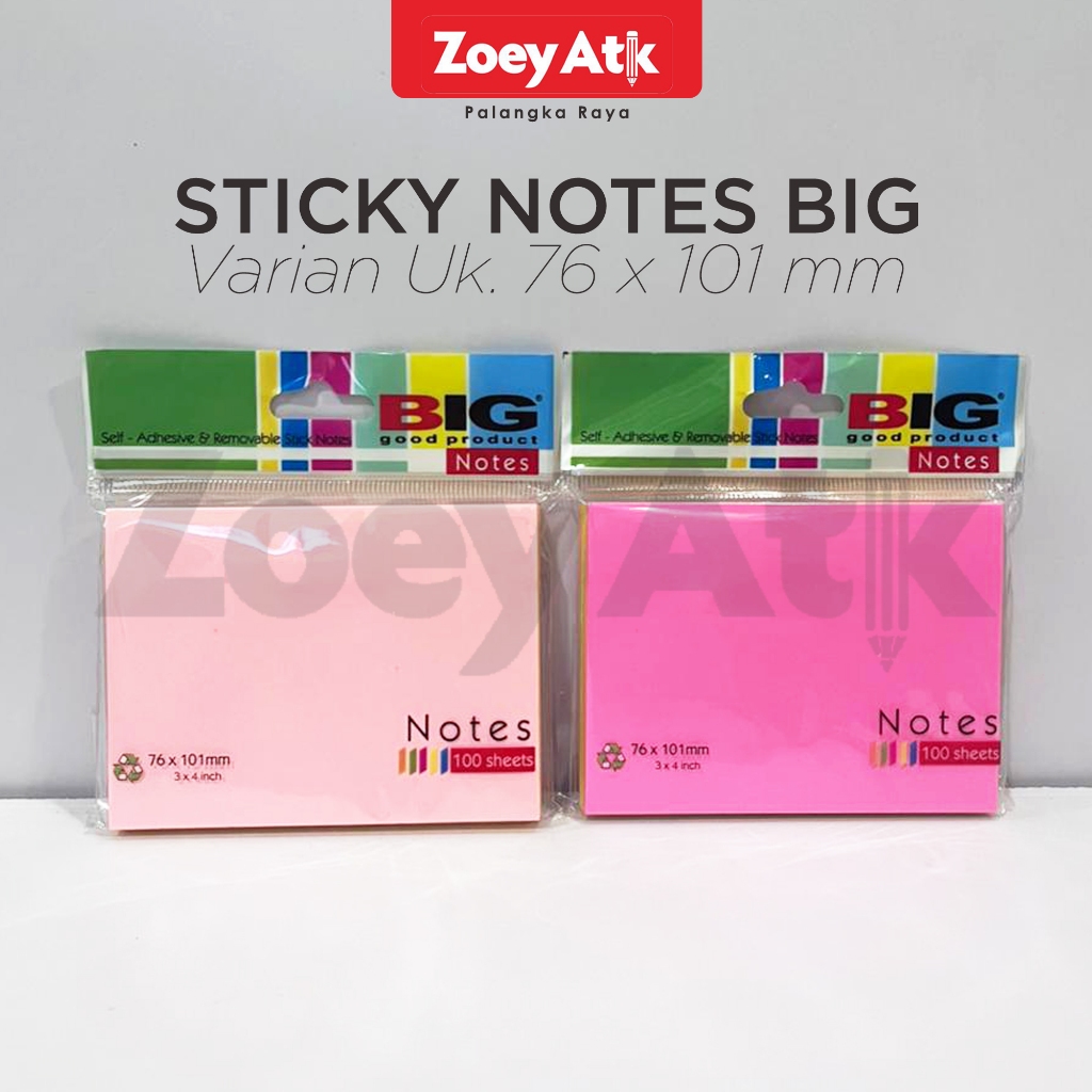 STICKY NOTES BIG Ukuran 76X101 MM penanda kertas Stick Memo Pad