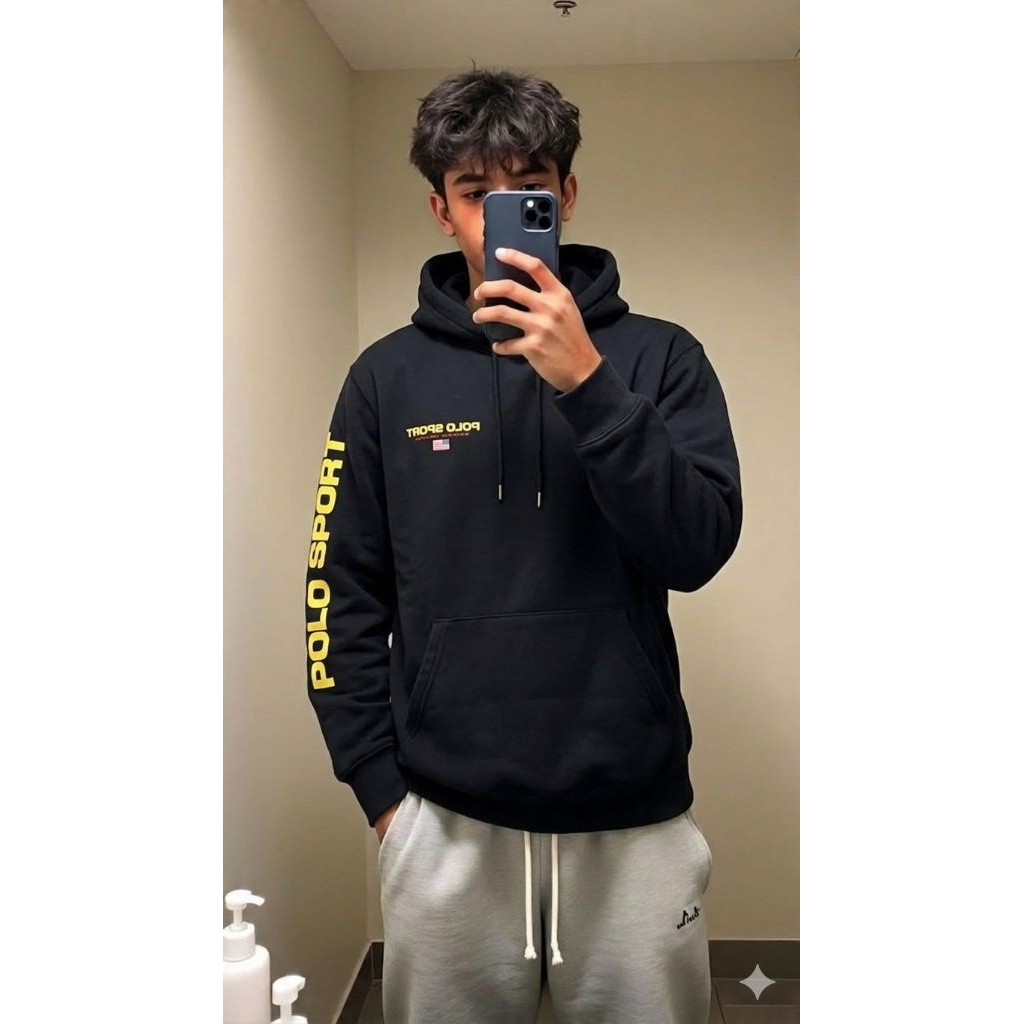 jaket Hoodie pria ORI brand POLO size M (preloved 1x pakai)