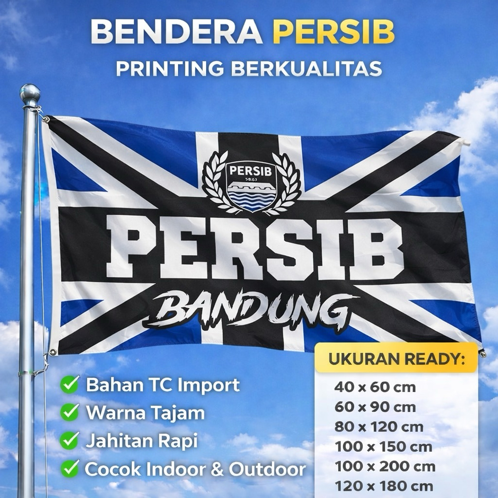 BENDERA FULL PRINTING PERSIB BANDUNG | BENDERA PERSIB BANDUNG JUMBO