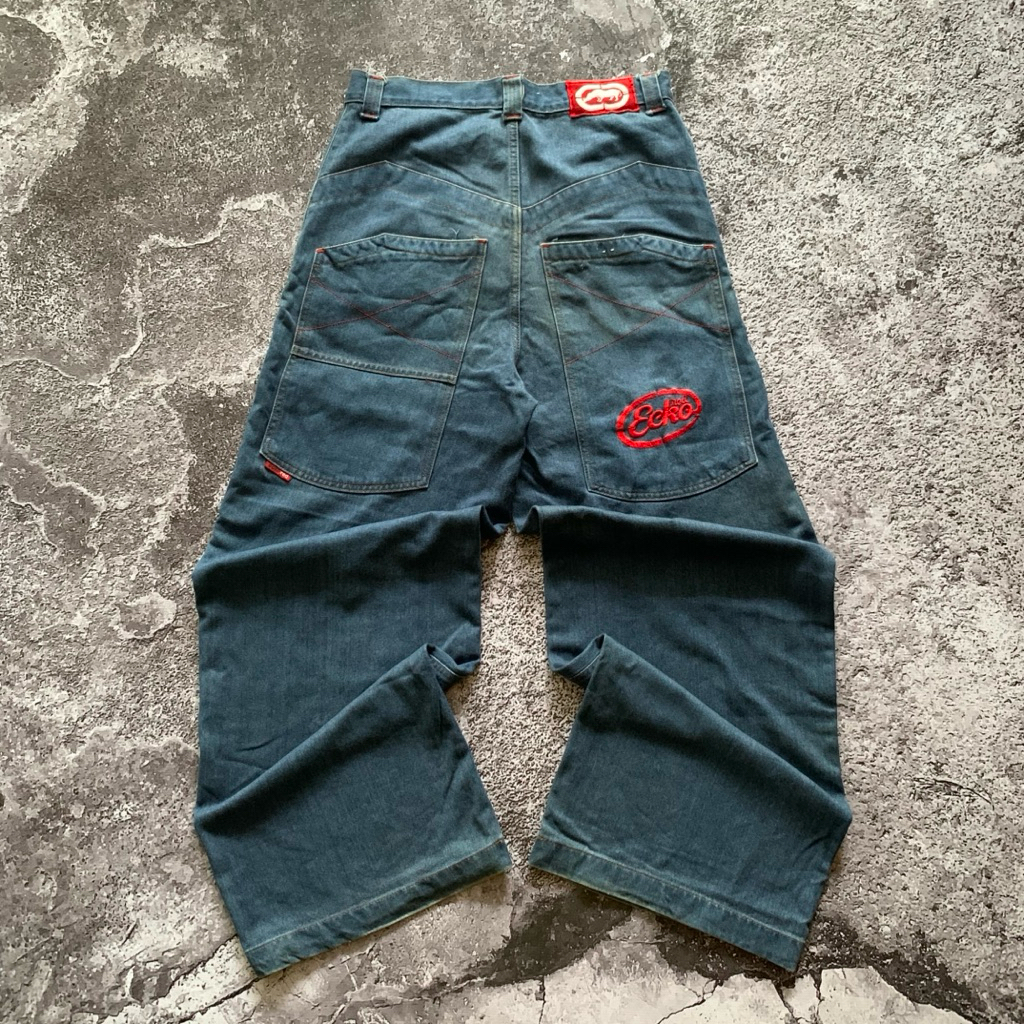 Y2K Ecko Unltd Big Pocket Baggy Denim Pants | Celana Panjang Jeans Hip Hop