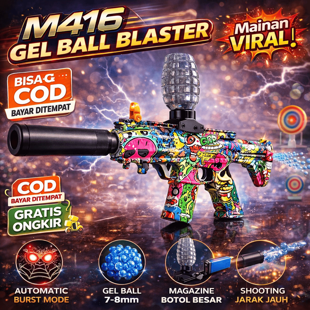 Mainan Tembakan Gel Ball Blaster M416/AK47 Graffiti Full Automatic Water Bullet - Tembakan Air Viral