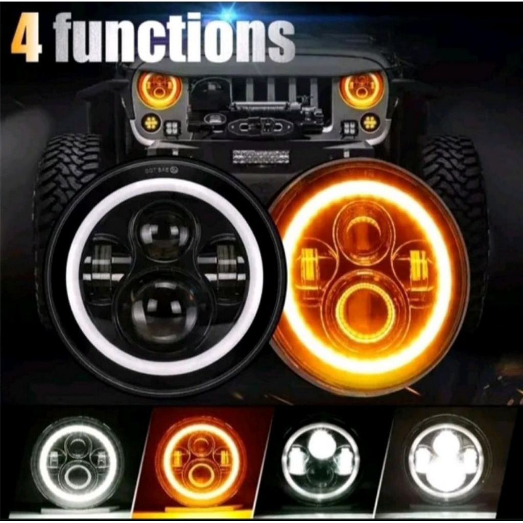 Lampu Led Daymaker 7 Inch Hallo Ring CB Harley Jeep Katana Motor Motorcycle