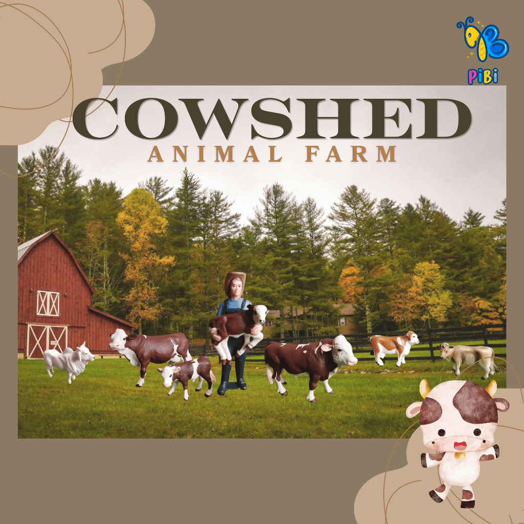 PIBI - Cowshed Set Toys / Mainan Kandang Sapi /Farm Animal / Mainan Edukasi