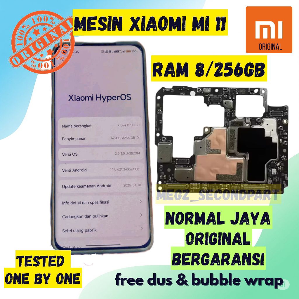 Mesin MI 11 Ram 8/256GB Hidup normal Mesin Xiaomi MI 11 5G cabutan  Ori