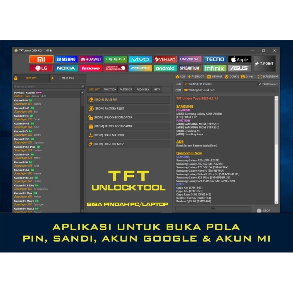 TFT UNLOCK TOOL PERMANEN BISA PINDAH PC/LAPTOP