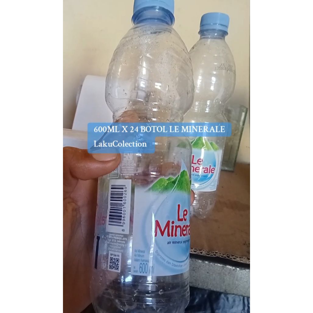 Botol le mineral bekas kosong 600 ml paket 24 pcs
