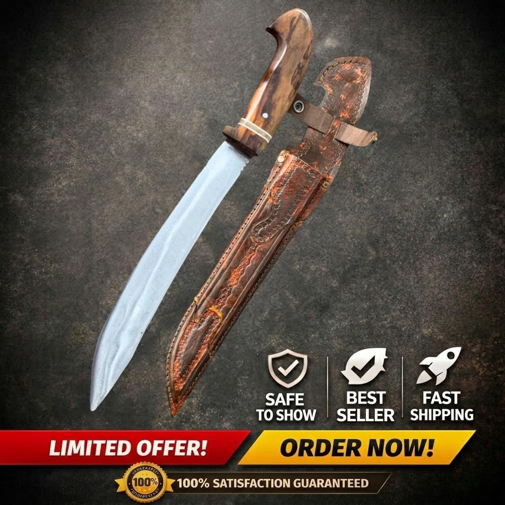 [PREMIUM] Pisau Survival Outdoor Baja Per Asli 30cm Gagang Kayu Sono Keling Pin - Golok Kerja Berat 