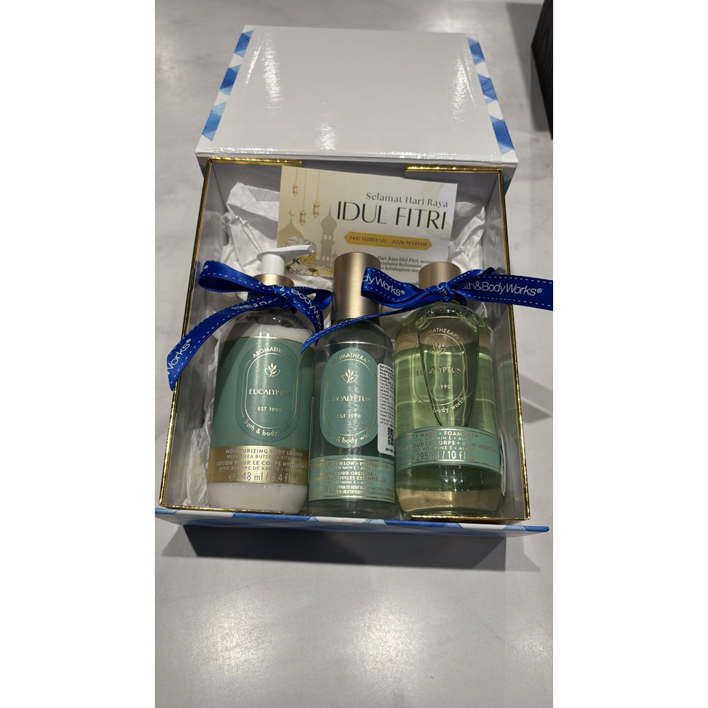 Paket Hadiah/Seserahan/Hampers Bath & Body Works Set 3 Aromatherapy Eucalyptus