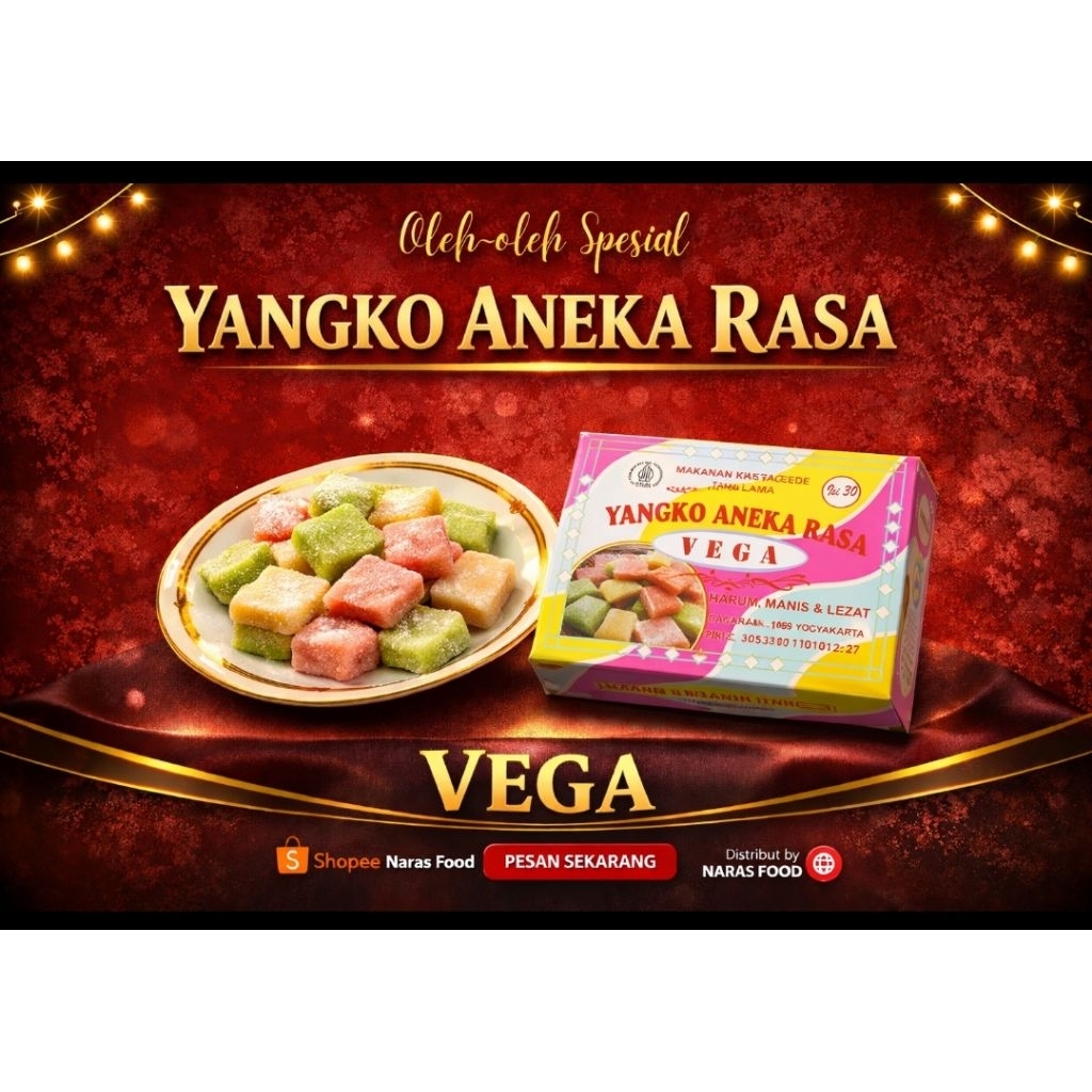 Yangko Aneka Rasa Vega Oleh-oleh Premium Khas Jogja isi 30 pcs Kue Mochi Jawa