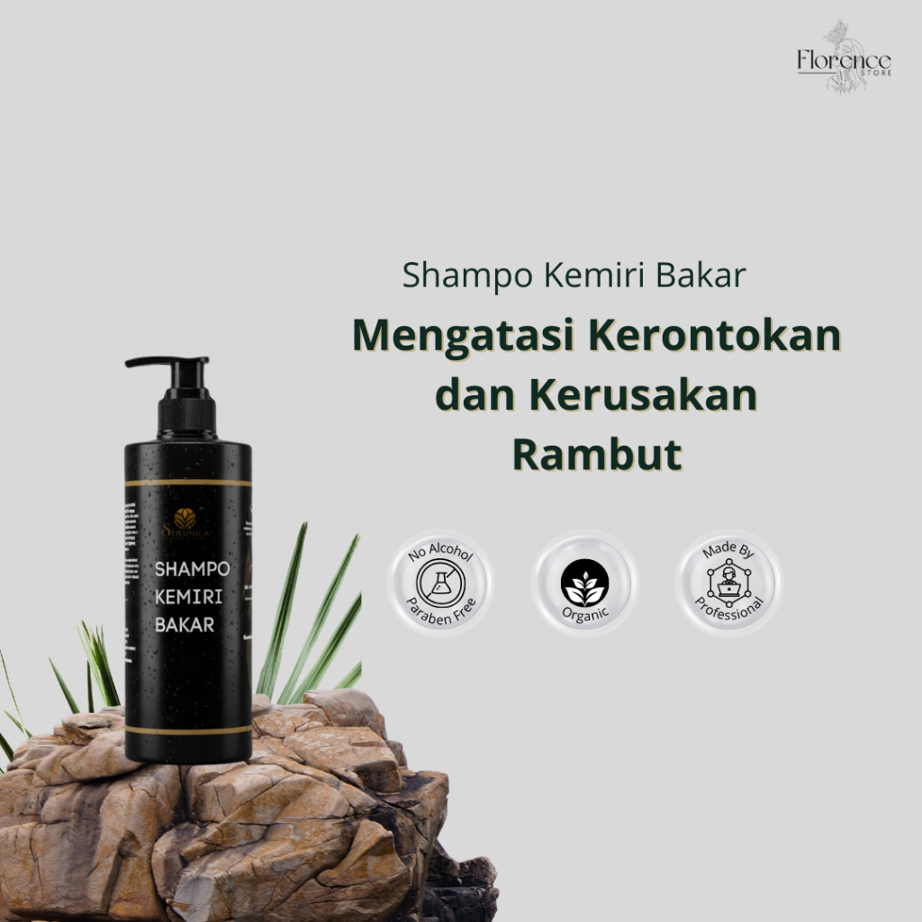 Florence Shampo Kemiri Bakar Asli Perawatan Rambut dan Kulit Kepala Menyeluruh serta Mengatasi Keron